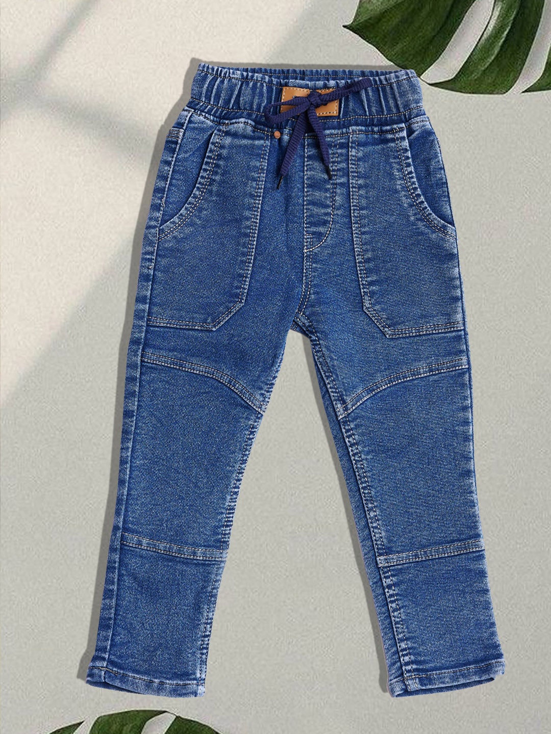 

F2M Girls Printed Light Fade Slim Fit High-Rise Jeans, Blue