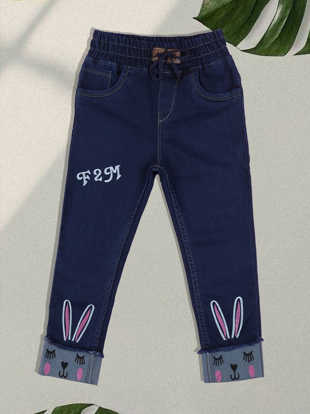 

F2M Girls Slim Fit High-Rise Joggers Trouser, Navy blue