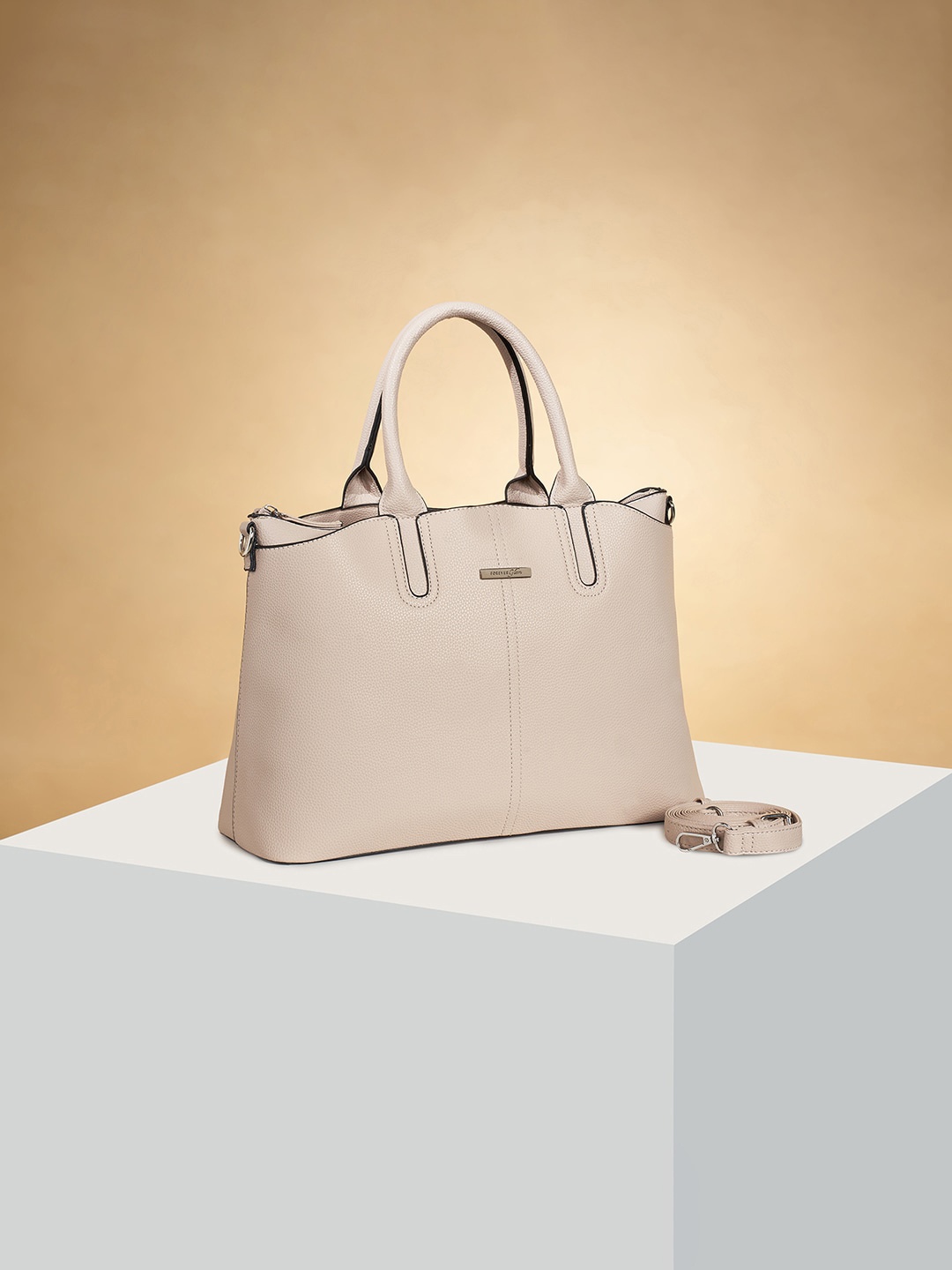 

Forever Glam by Pantaloons Structured Handheld Bag, Beige