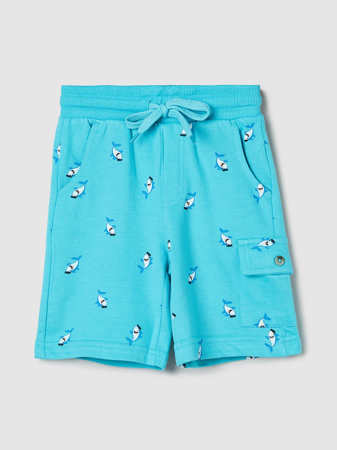 

max Boys Conversational Printed Pure Cotton Cargo Shorts, Blue