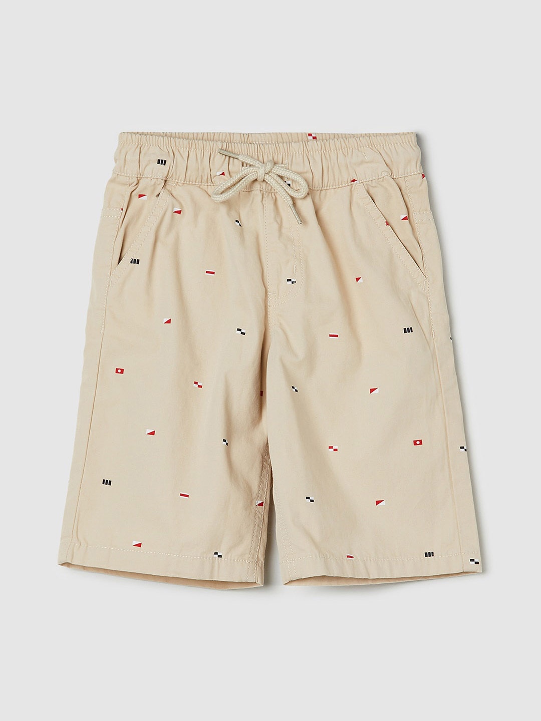 

max Boys Geometric Printed Pure Cotton Shorts, Beige
