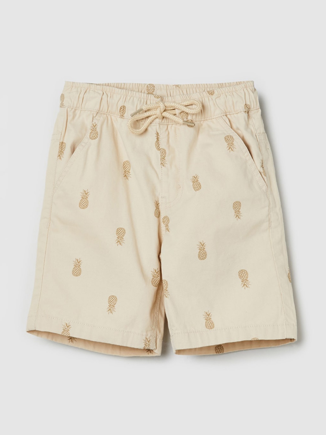 

max Boys Conversational Printed Pure Cotton Shorts, Beige