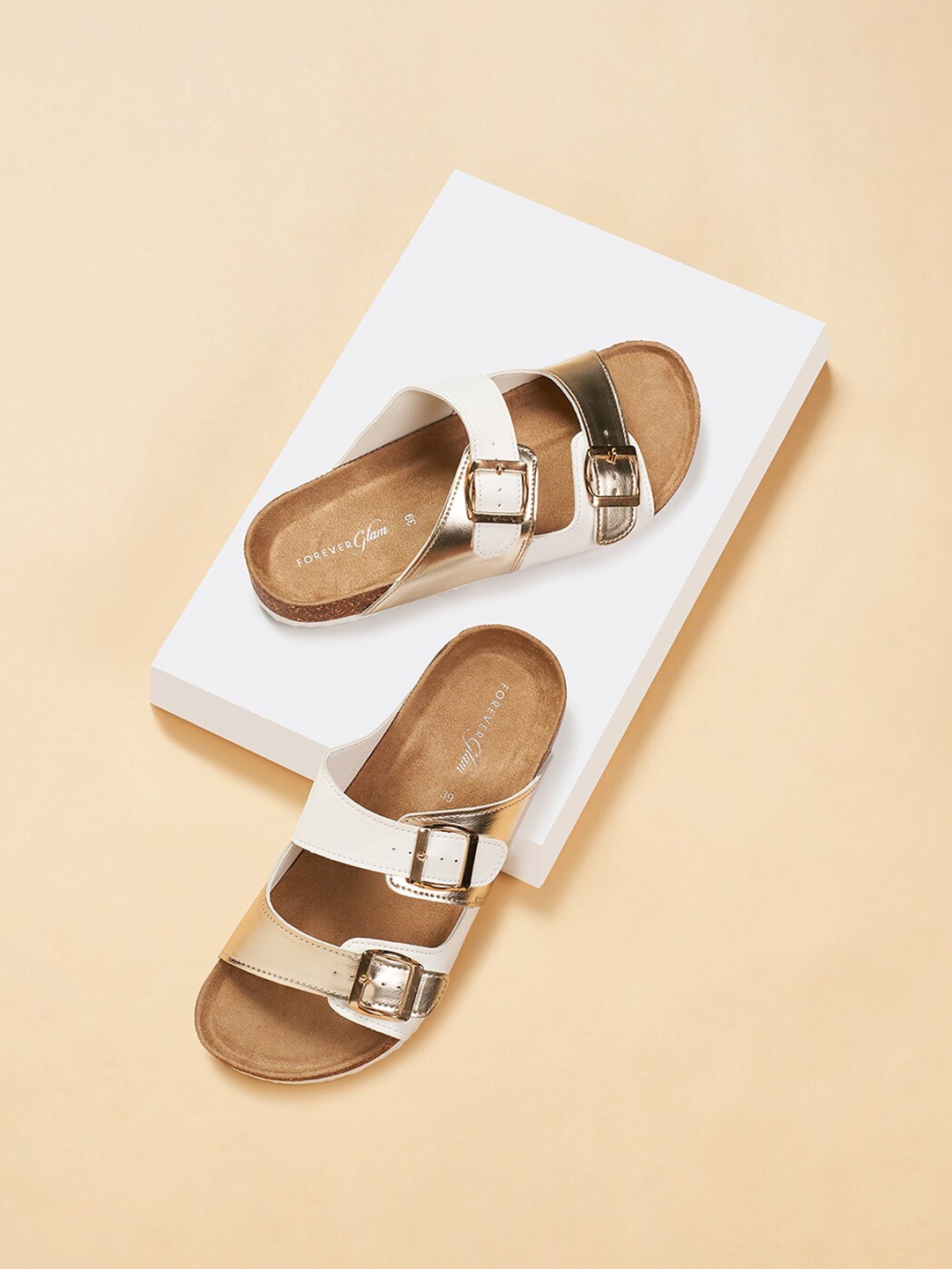 

Forever Glam by Pantaloons Buckles Open Toe Flats, White