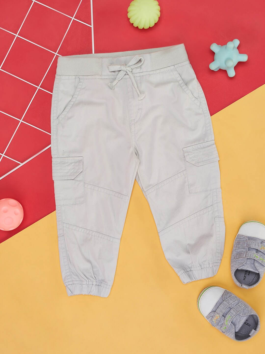 

Pantaloons Baby Infant Boys Cotton Mid Rise Joggers, Grey