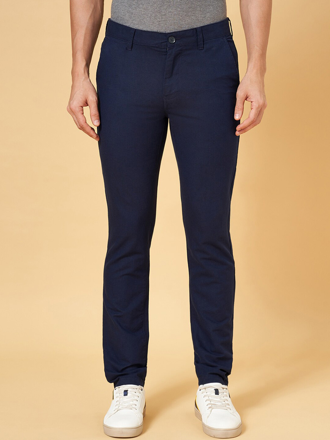 

BYFORD by Pantaloons Men Slim Fit Trousers, Navy blue