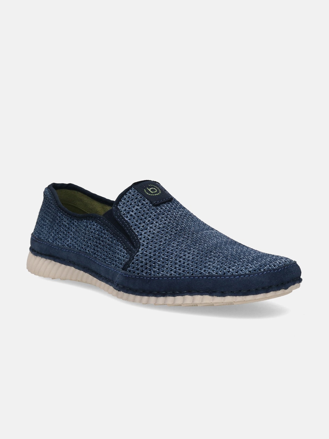 

Bugatti Colville Men Textured Round Toe Textile Loafers, Blue