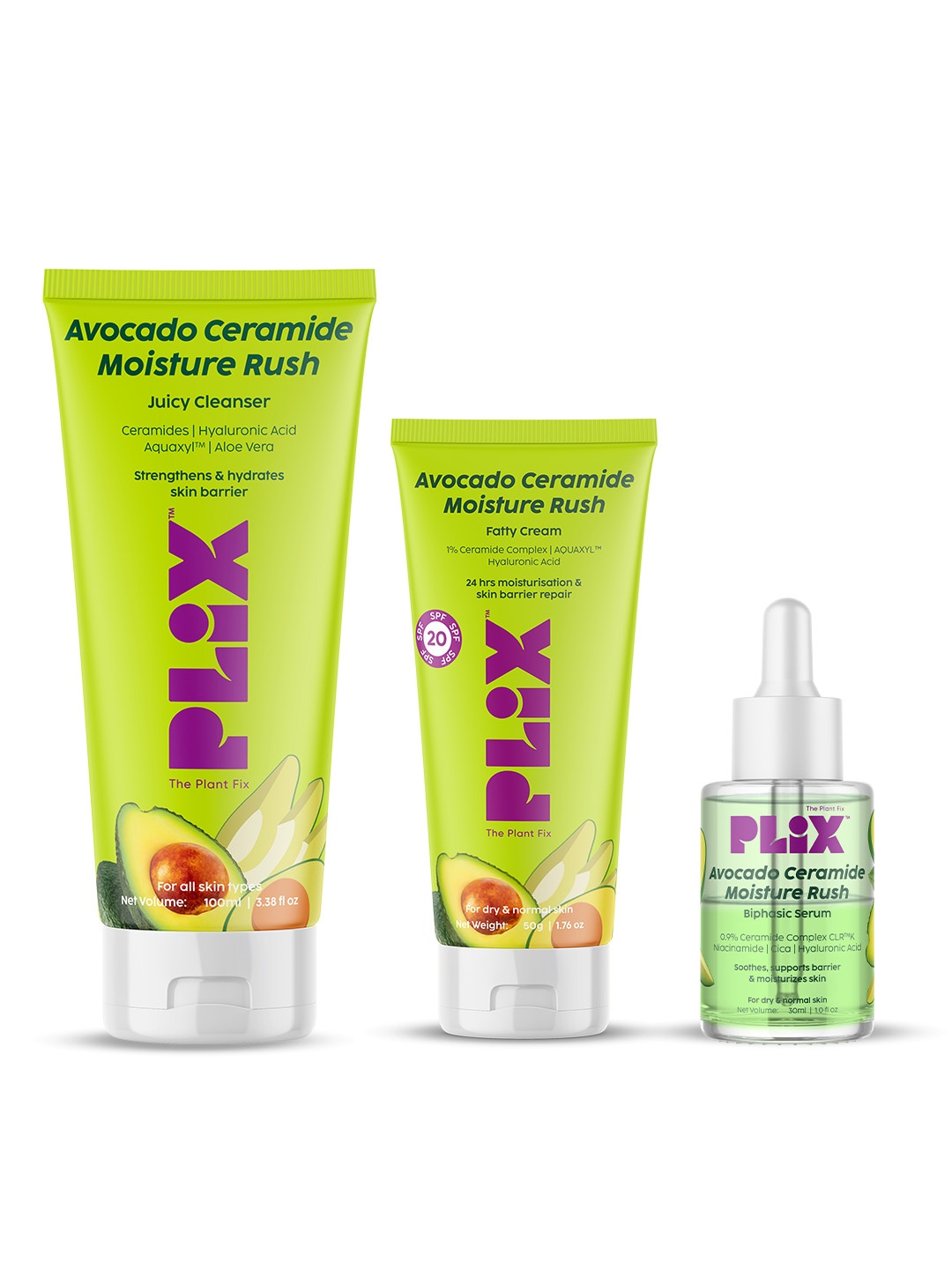 

PLIX THE PLANT FIX Moisture Rush Barrier Repair Combo with Avocado, Green