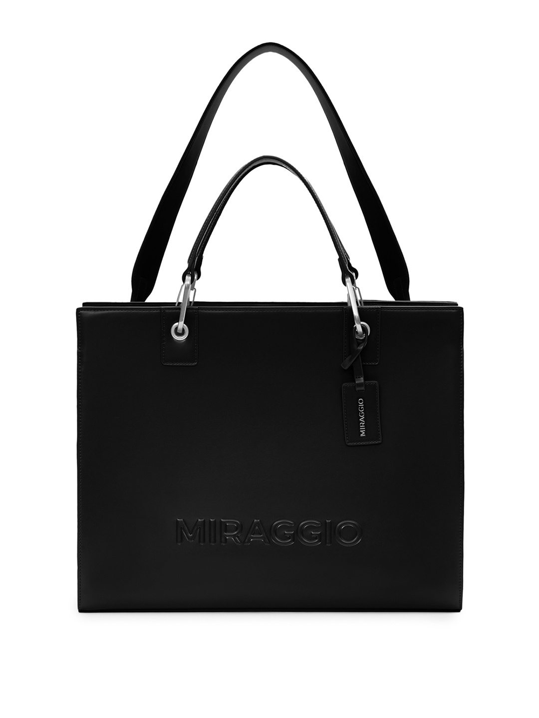 

MIRAGGIO Ace Black Structured Tote Bag with Detachable Shoulder Strap