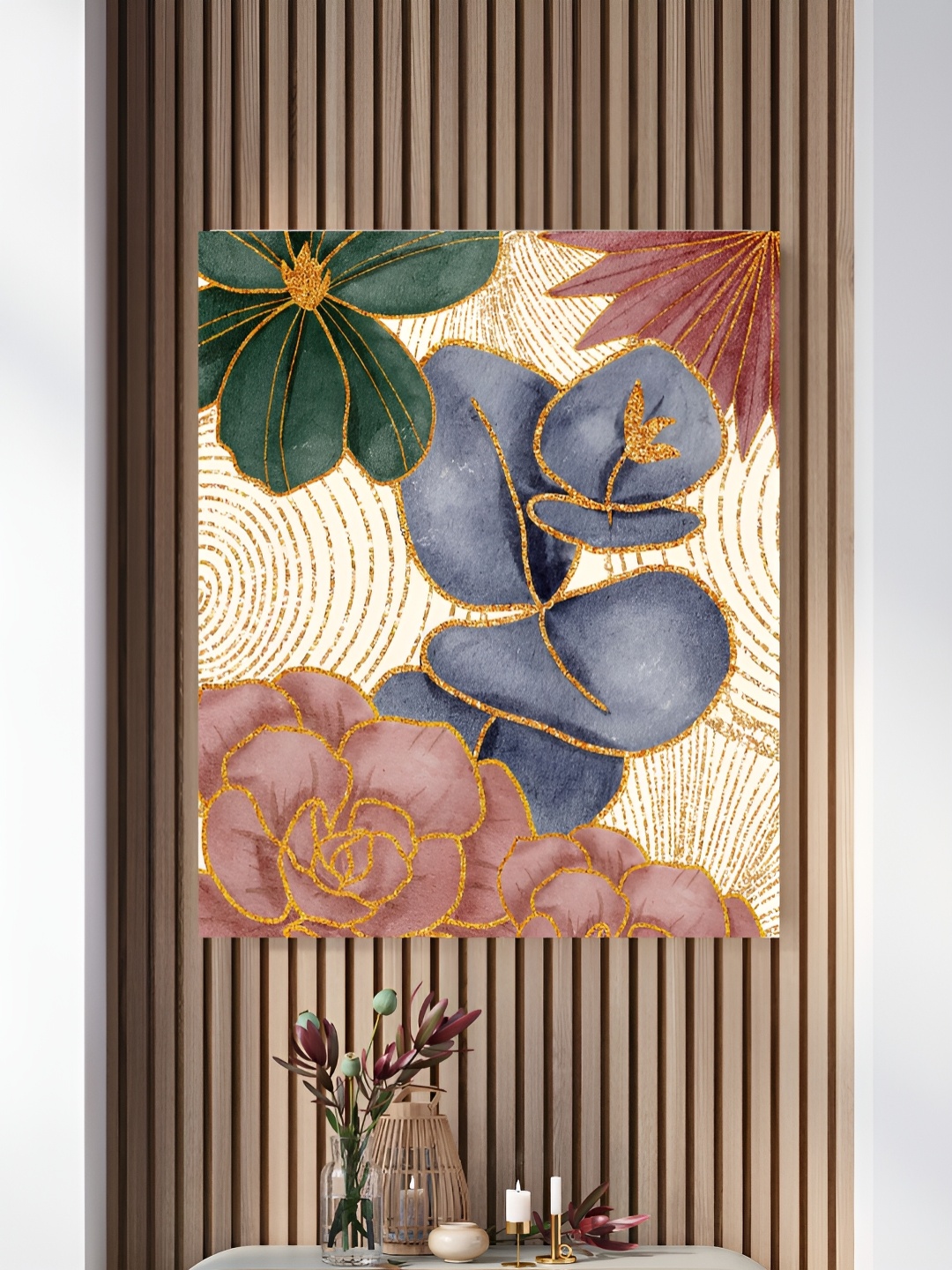 

The Decor Lane Purple & Green Flowers Canvas Painting Wall Art
