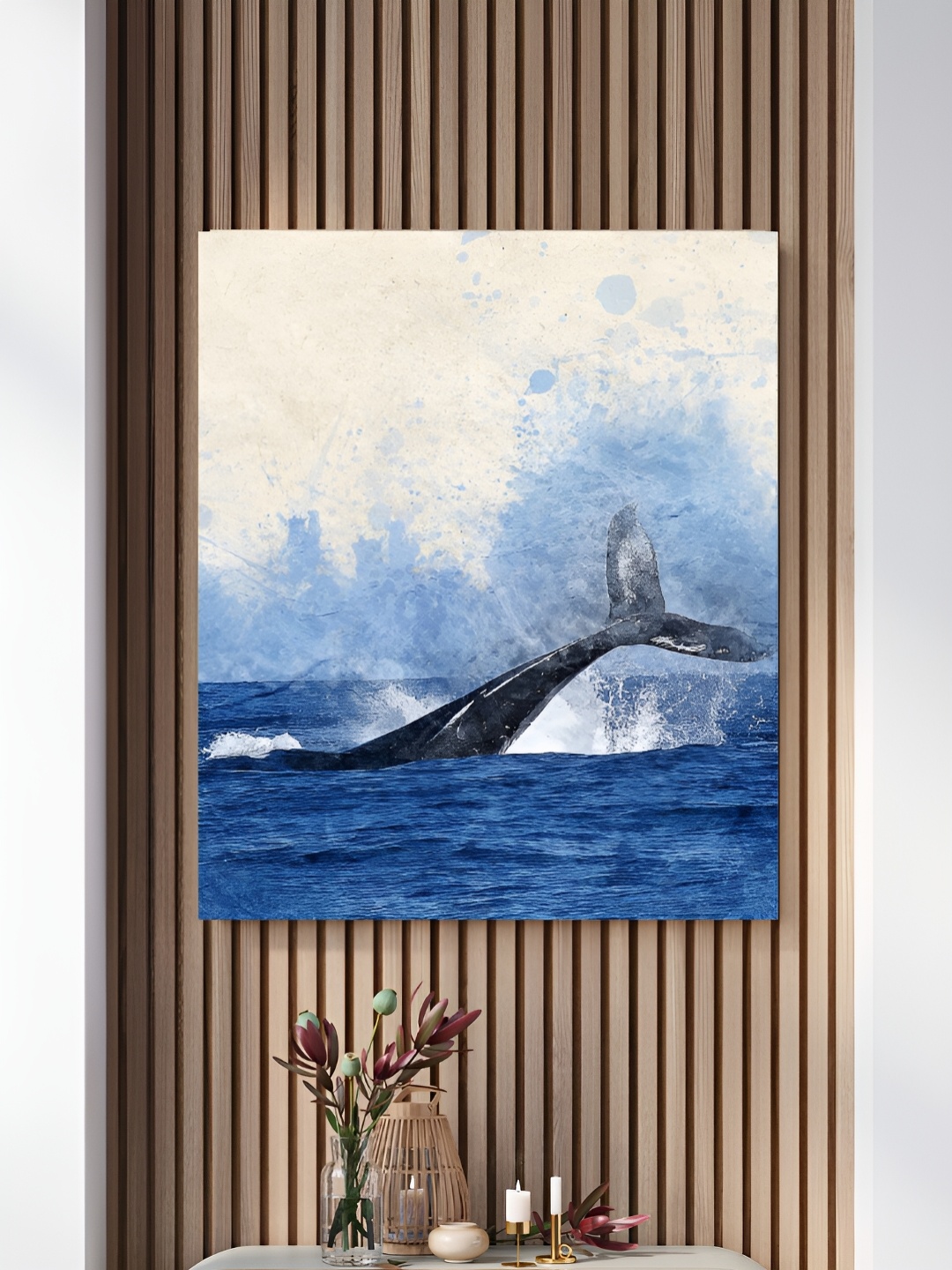 

The Decor Lane Blue & White Ocean Whale Canvas Painting Wall Art