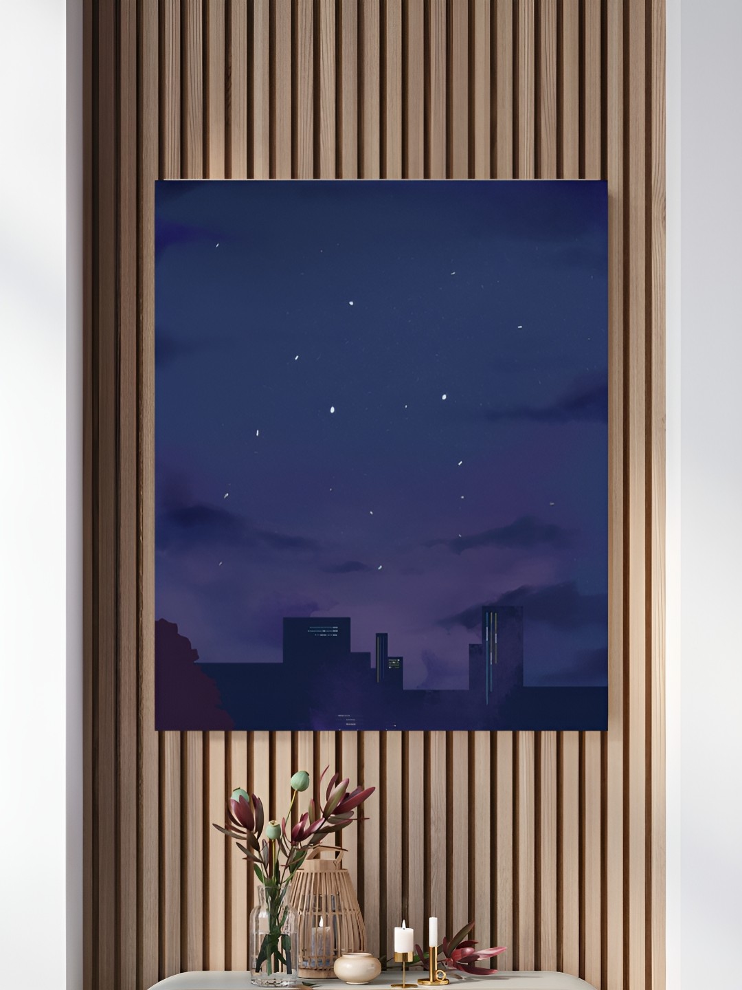 

The Decor Lane Navy Blue & Black Minimalist Anime Canvas Painting Wall Art