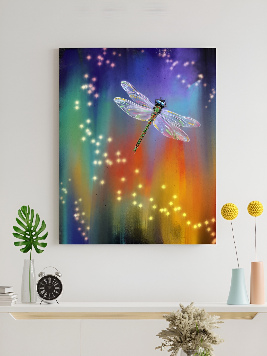 

The Decor Lane Blue & Yellow Dragonfly Canvas Painting Wall Art