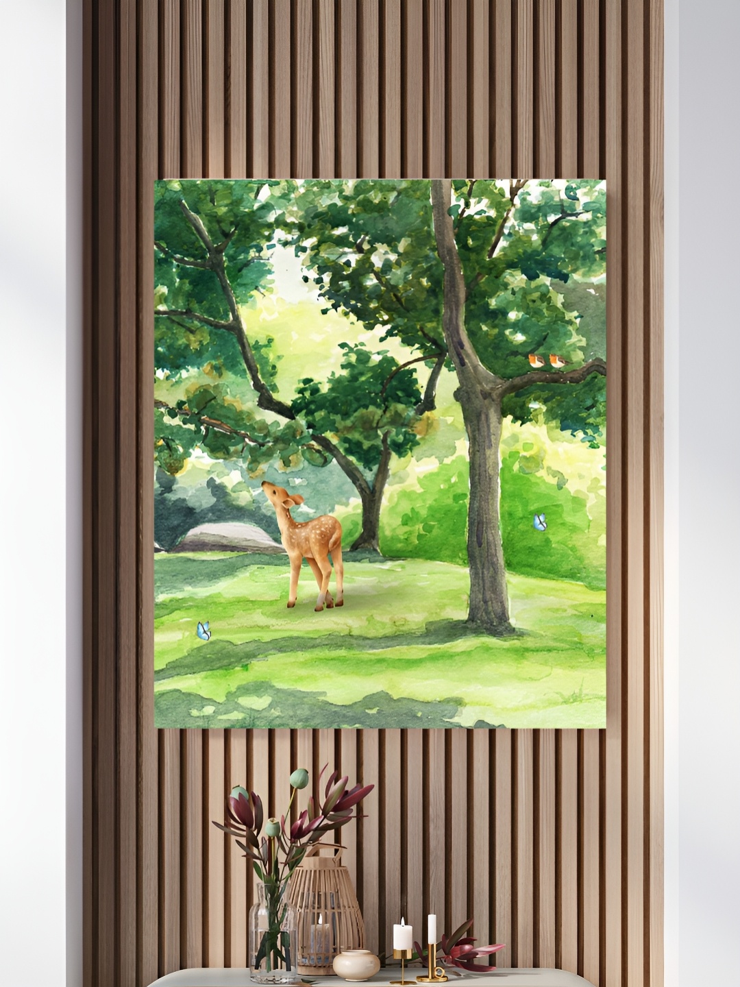 

The Decor Lane Green & Yellow Illustrated Nature Canvas Painting Wall Art