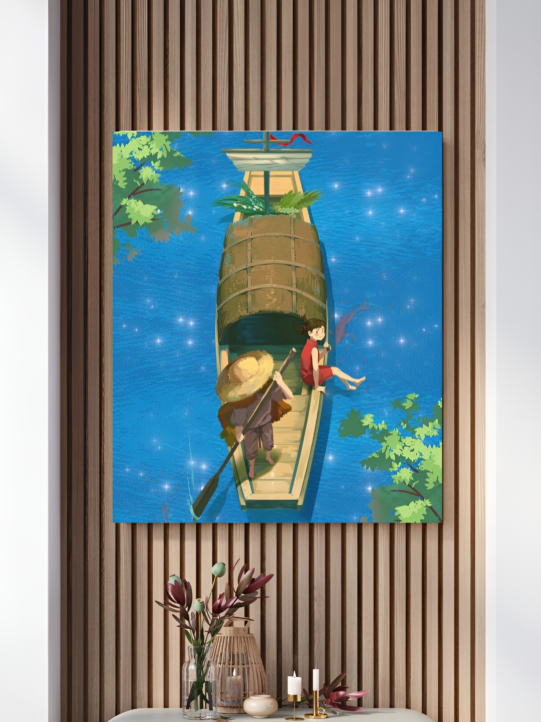 

The Decor Lane Blue & Green Anime Canvas Wall Art