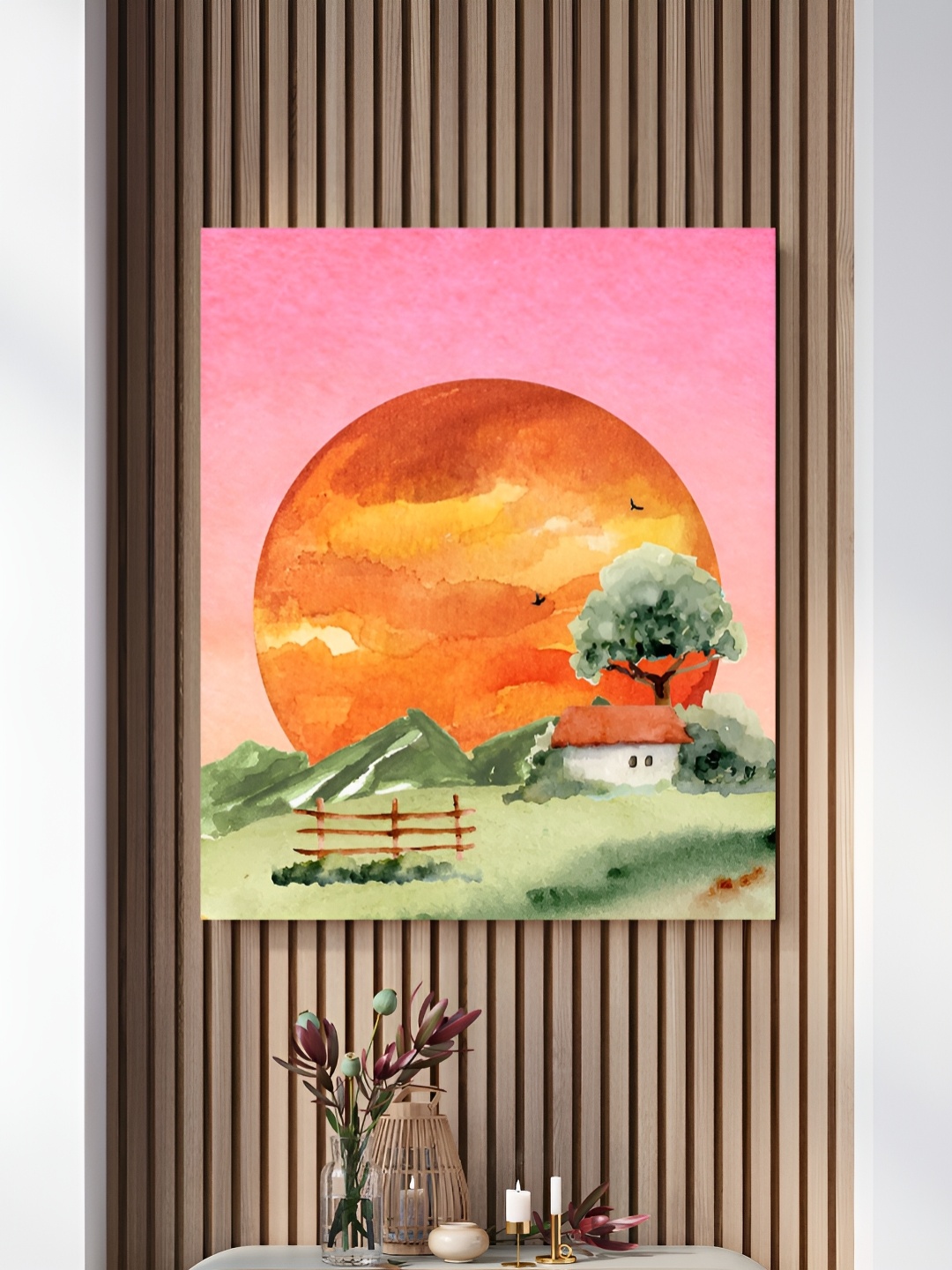 

The Decor Lane Orange & Pink Aesthetic Sunset View Canvas Wall Art