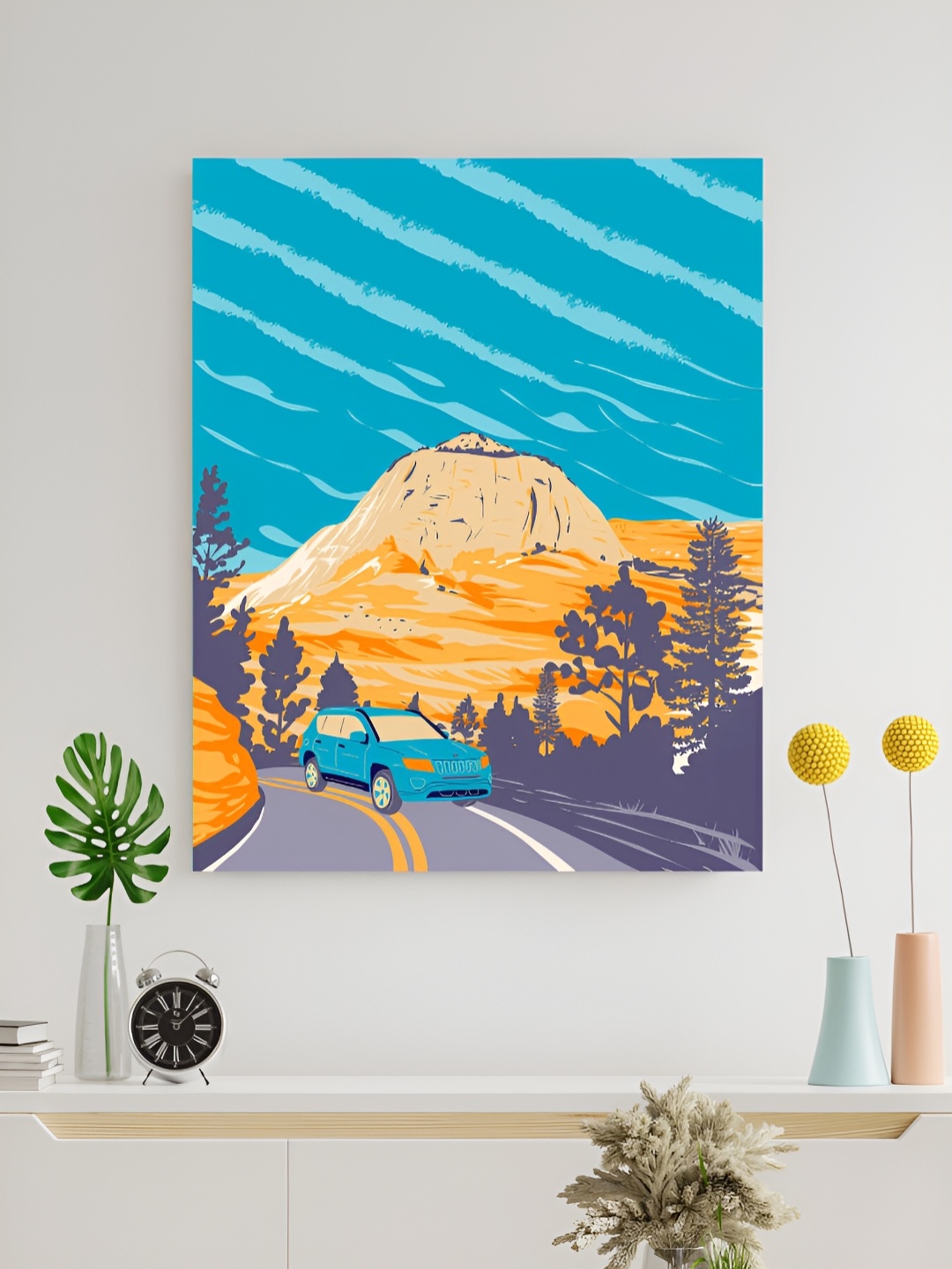 

The Decor Lane Turquoise Blue & Orange Road Printed Canvas Wall Art