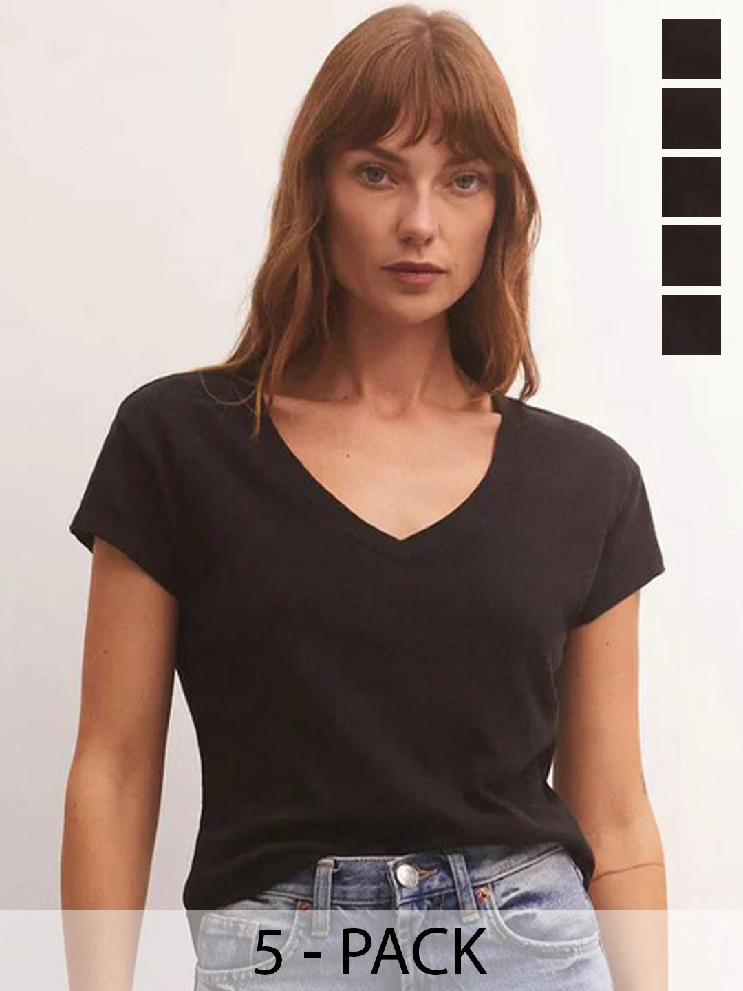 

COLOR CAPITAL Pack Of 3 V-Neck Short Sleeves T-shirts, Black