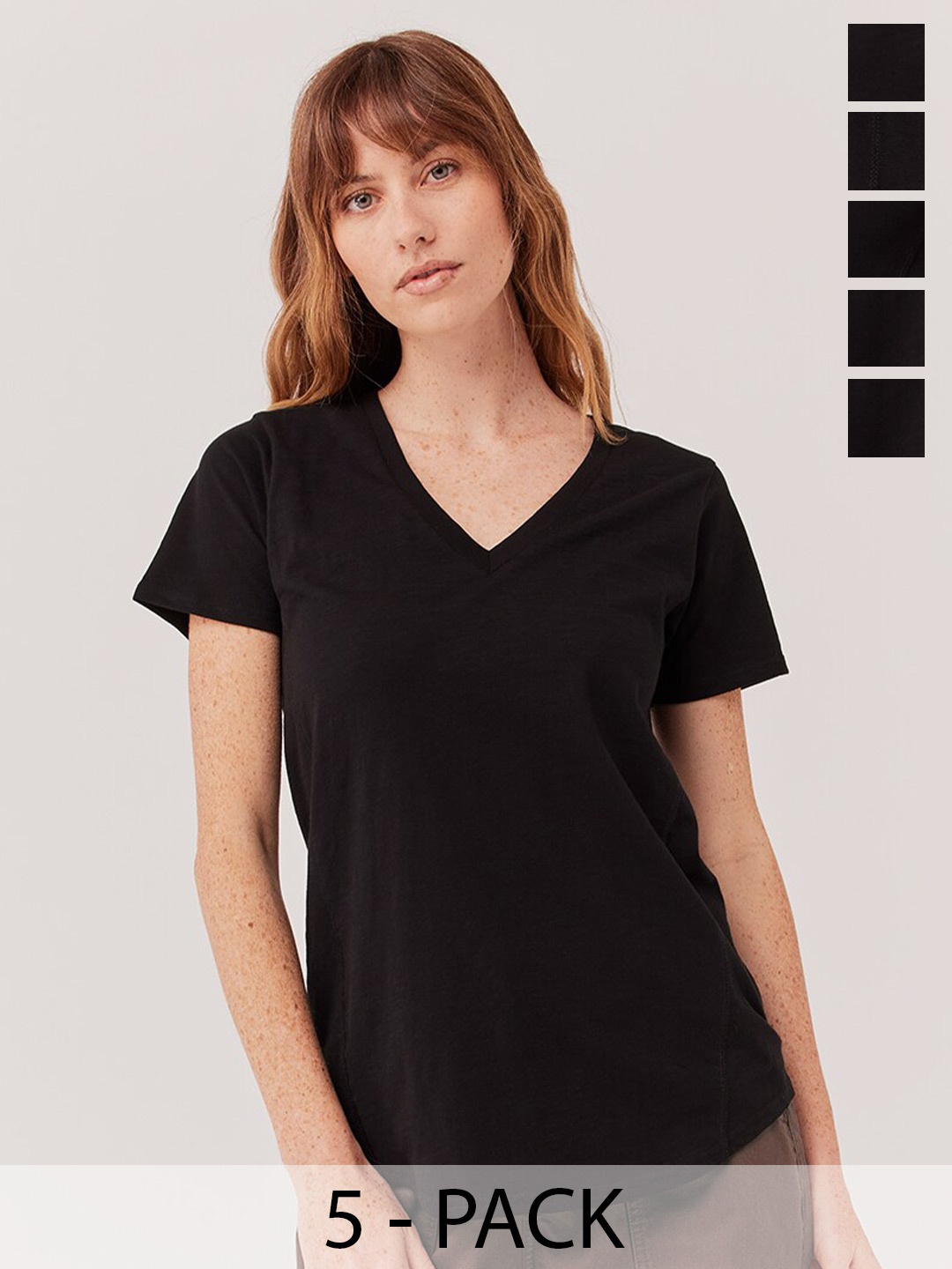 

COLOR CAPITAL Pack Of 5 V-Neck Top, Black