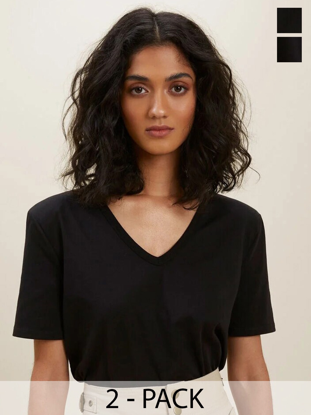 

COLOR CAPITAL Pack Of 2 V-Neck Top, Black
