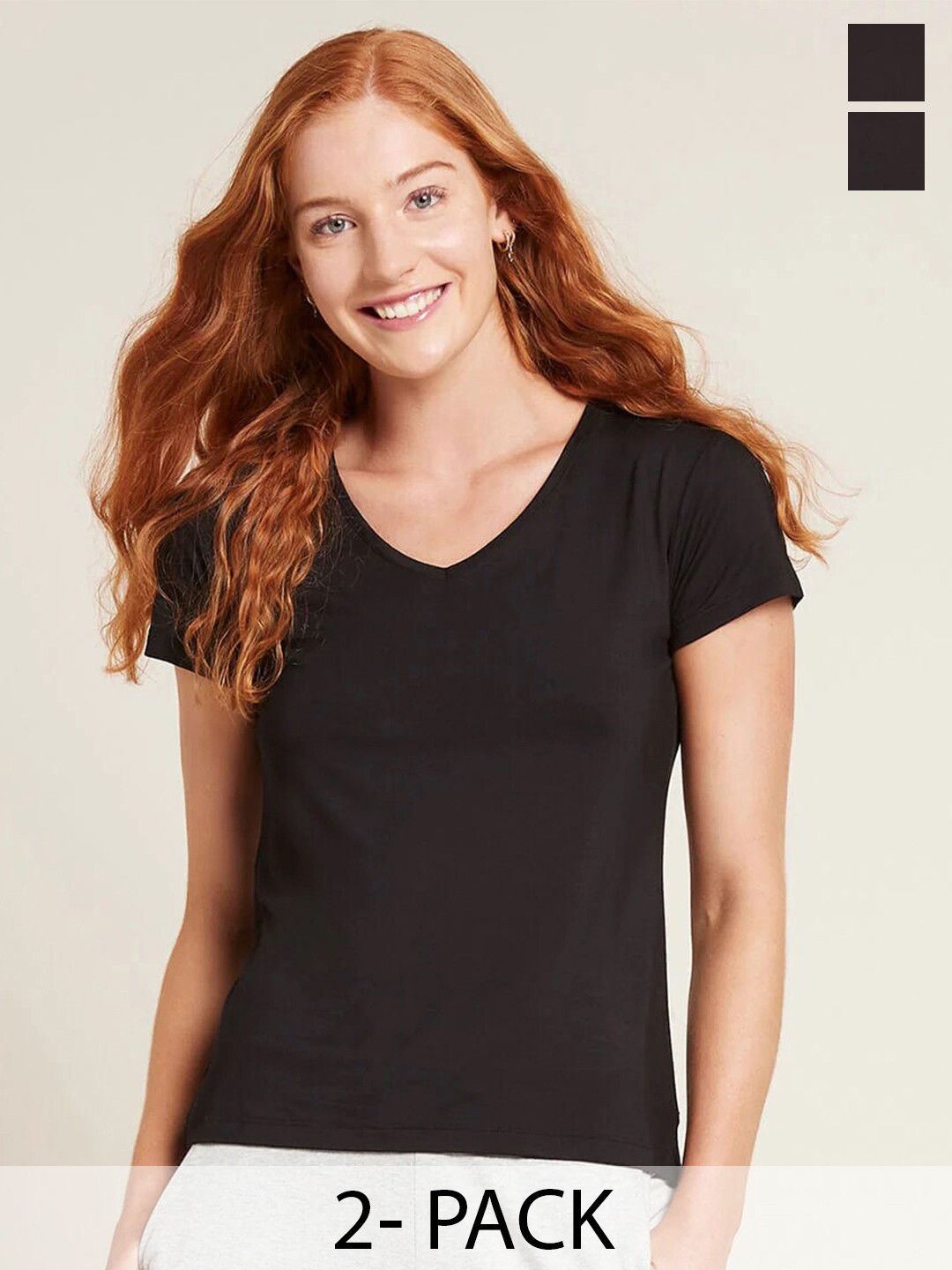 

COLOR CAPITAL Pack Of 2 V-Neck T-shirts, Black
