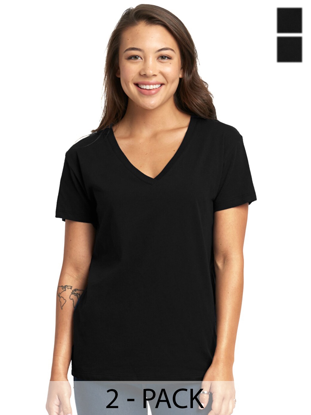 

COLOR CAPITAL Pack of 2 V-Neck Tshirts, Black