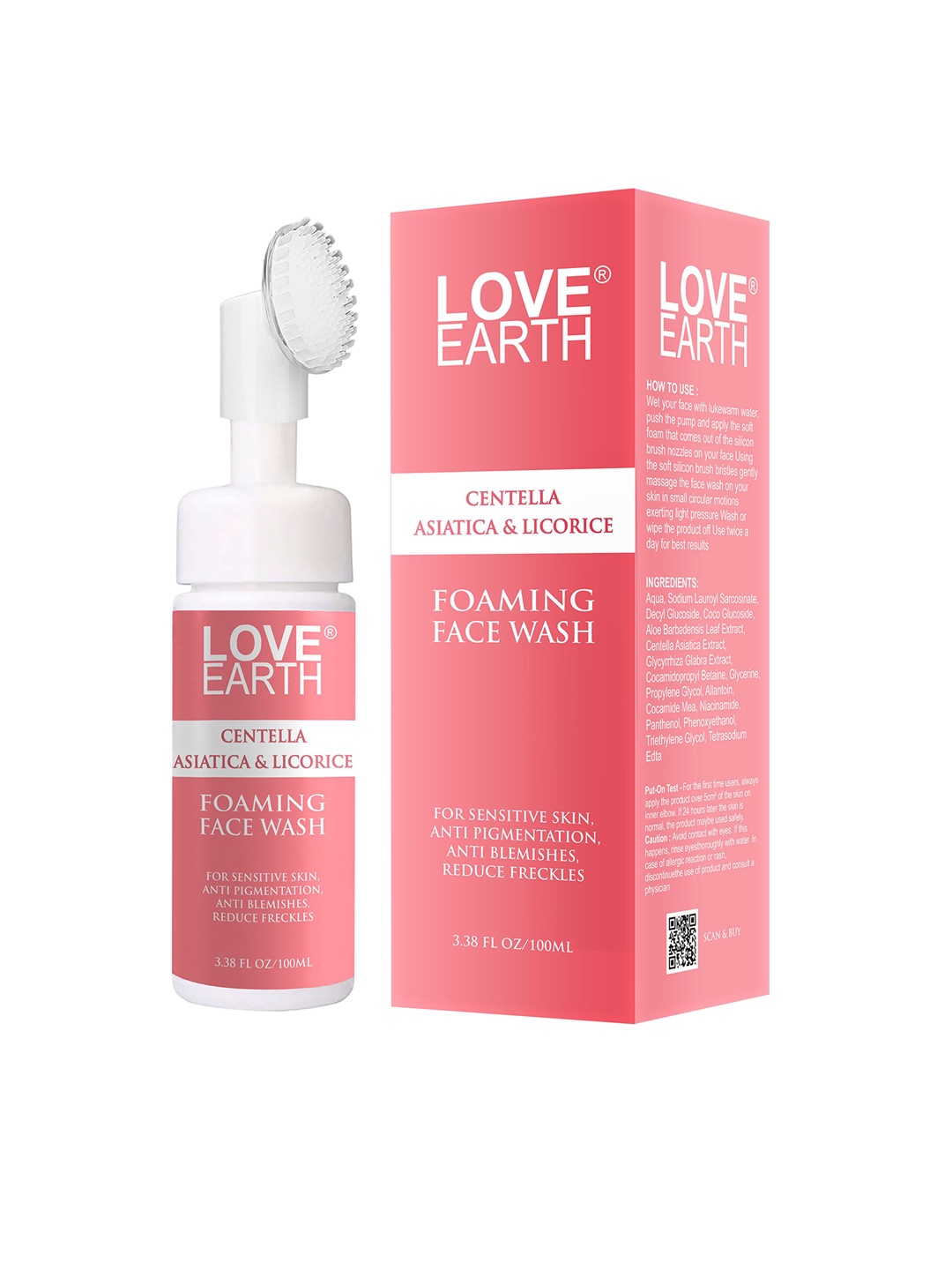 

LOVE EARTH Centella Asiatica & Licorice Foaming Face Wash - 100ml, Pink