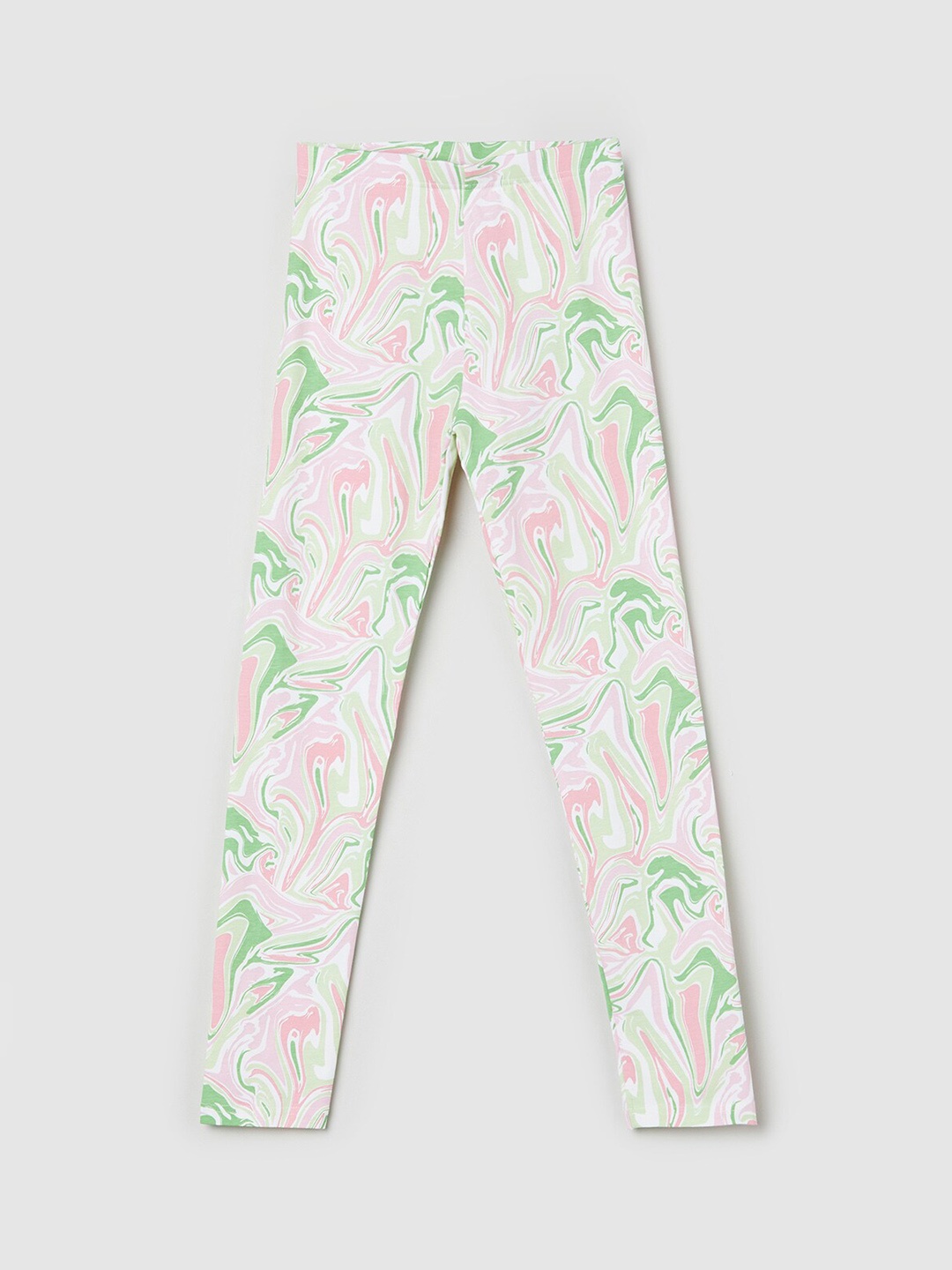 

max Girls Printed Cotton Ankle Length Leggings, White