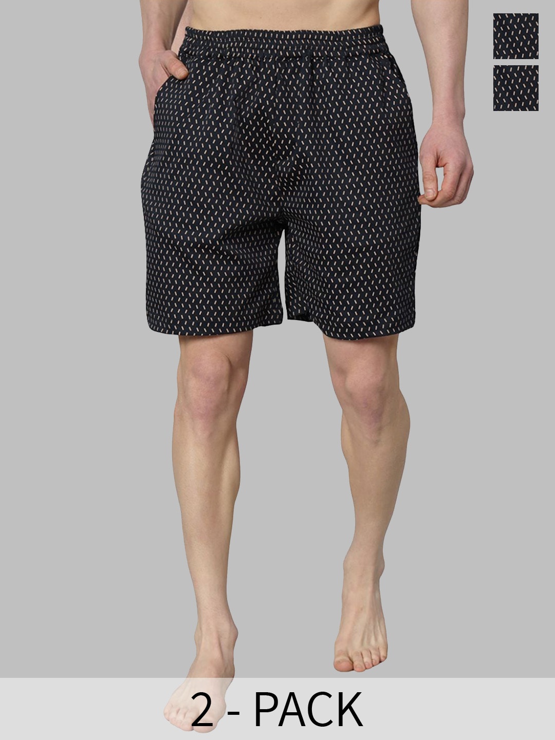 

OWO THE LABEL Pack Of 2 Printed Organic Cotton Boxers OTLMB03-2-S, Navy blue