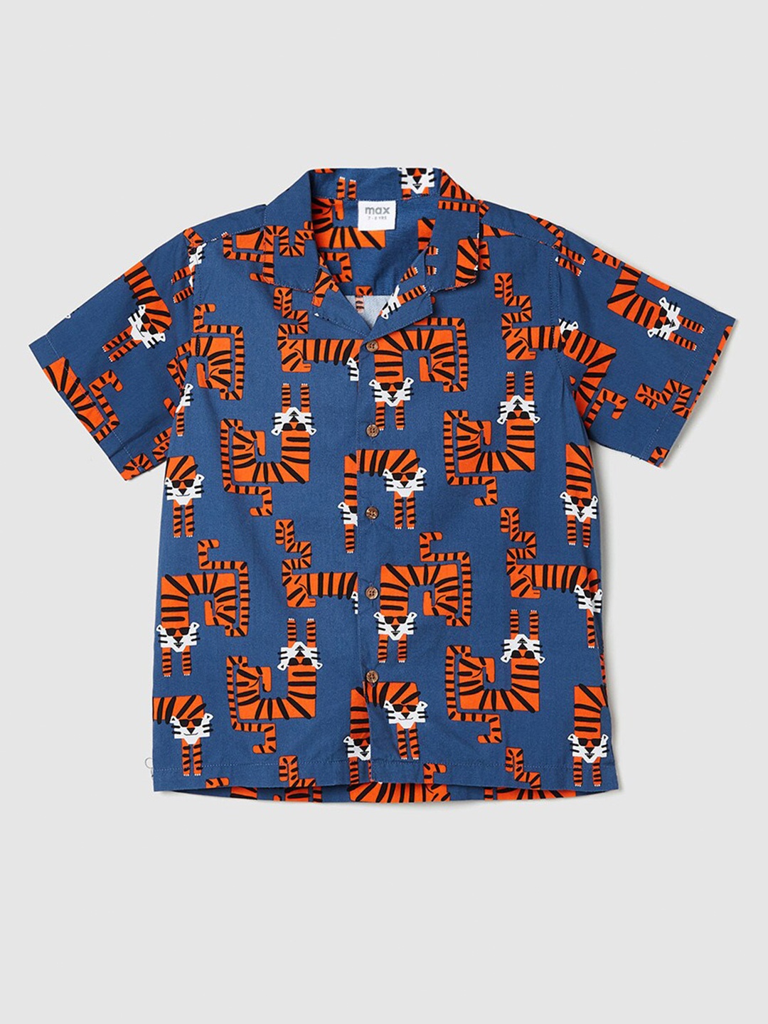 

max Boys Conversational Printed Casual Shirt, Navy blue