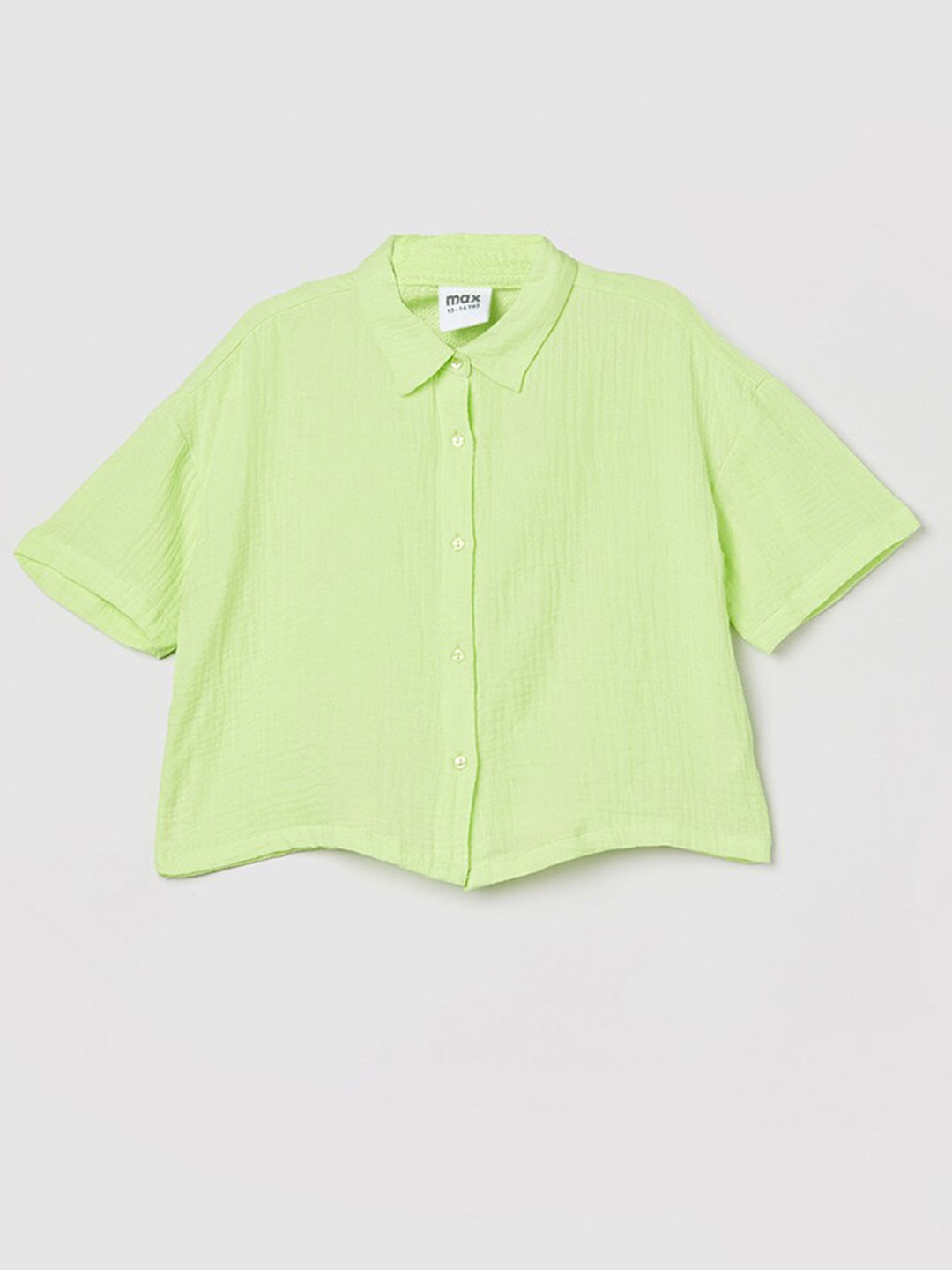 

max Girls Self Design Opaque Casual Shirt, Green