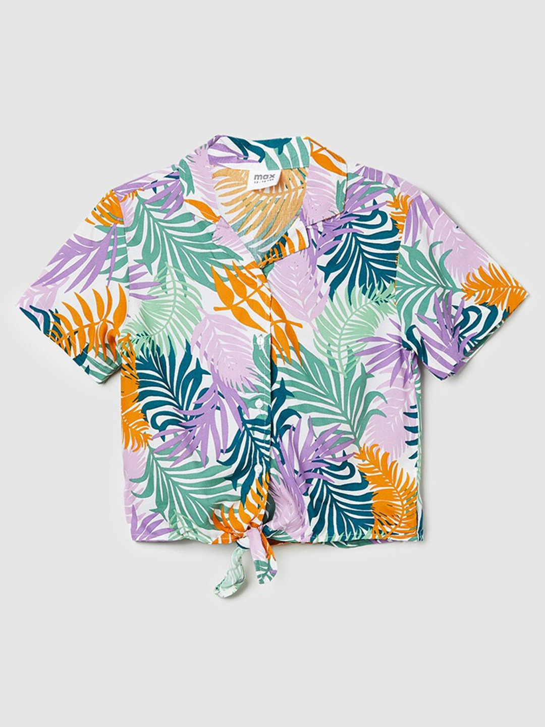 

max Girls Floral Printed Casual Shirt, White