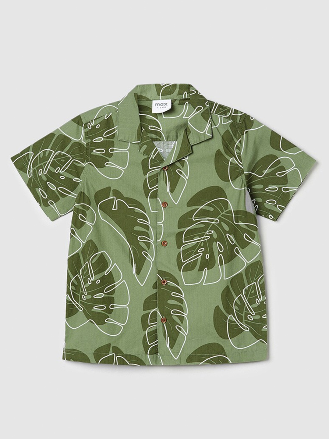 

max Boys Floral Printed Cotton Casual Shirt, Green