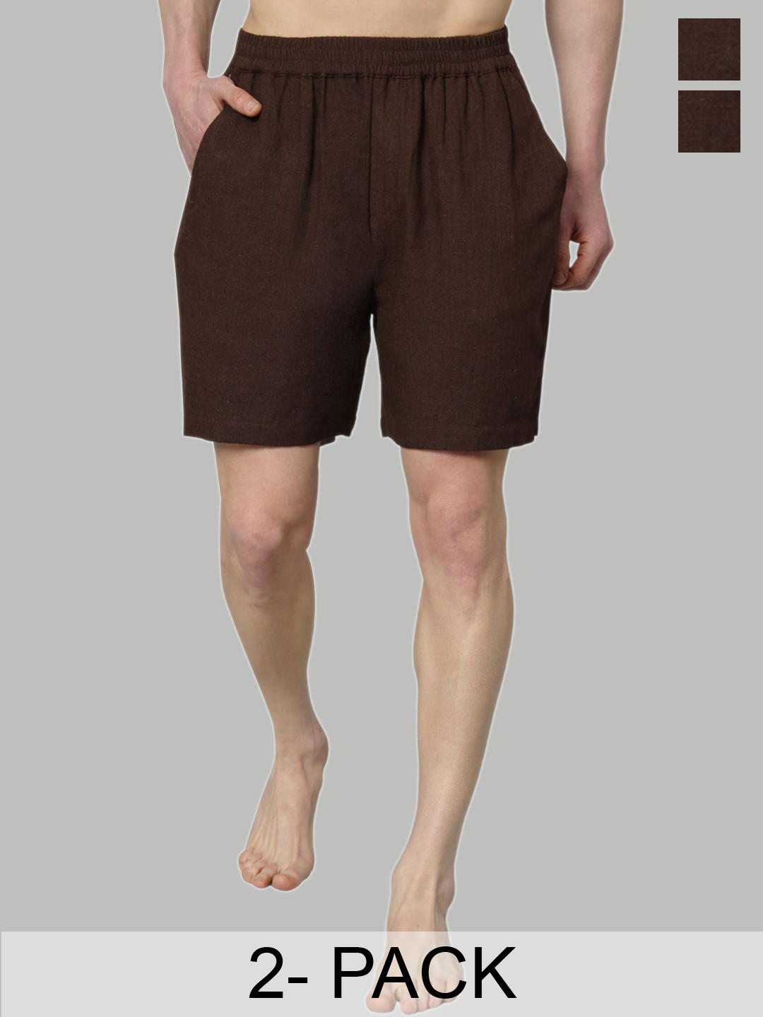 

OWO THE LABEL Pack Of 2 Organic Linen Boxers OTLMB09-2-S, Brown