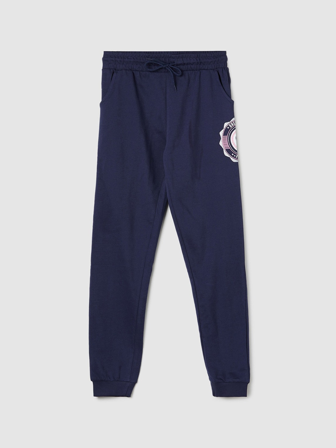 

max Girls Mid-Rise Pure Cotton Joggers, Navy blue