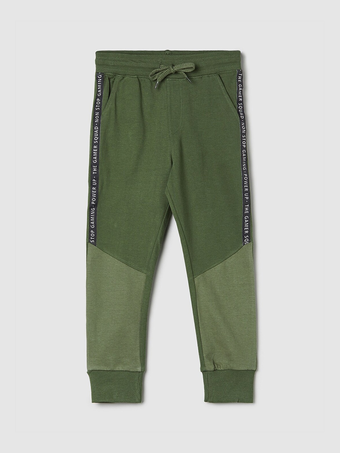 

max Boys Pure Cotton Mid Rise Joggers, Olive