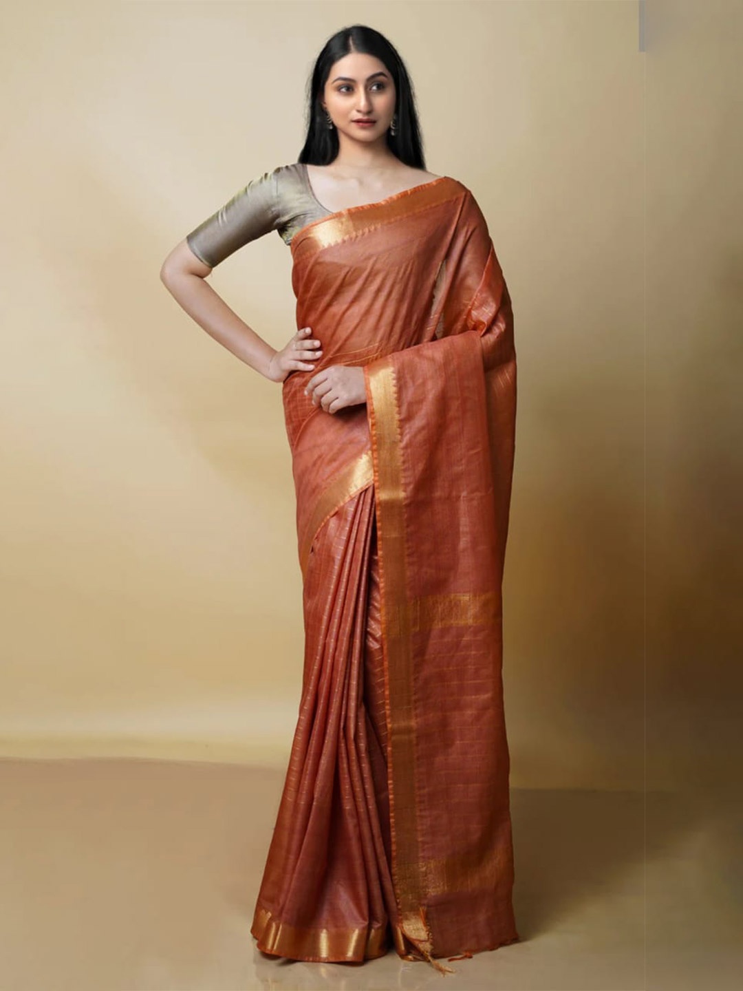 

INDIA SILK PWCS LTD Woven Design Zari Art Silk Bhagalpuri Saree, Brown