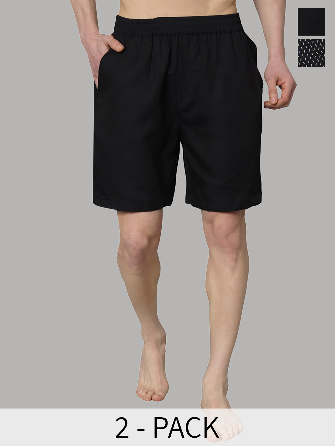 

OWO THE LABEL Pack Of 2 Printed Pure Cotton Boxers OTLMB03_10-S, Navy blue