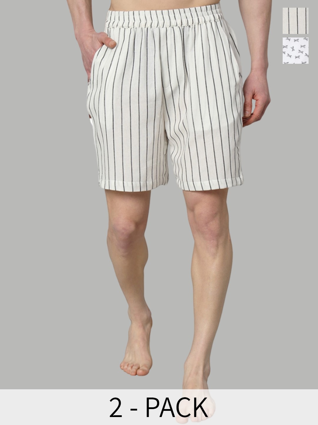 

OWO THE LABEL Pack Of 2 Printed Pure Cotton Boxers OTLMB01_2-S, White