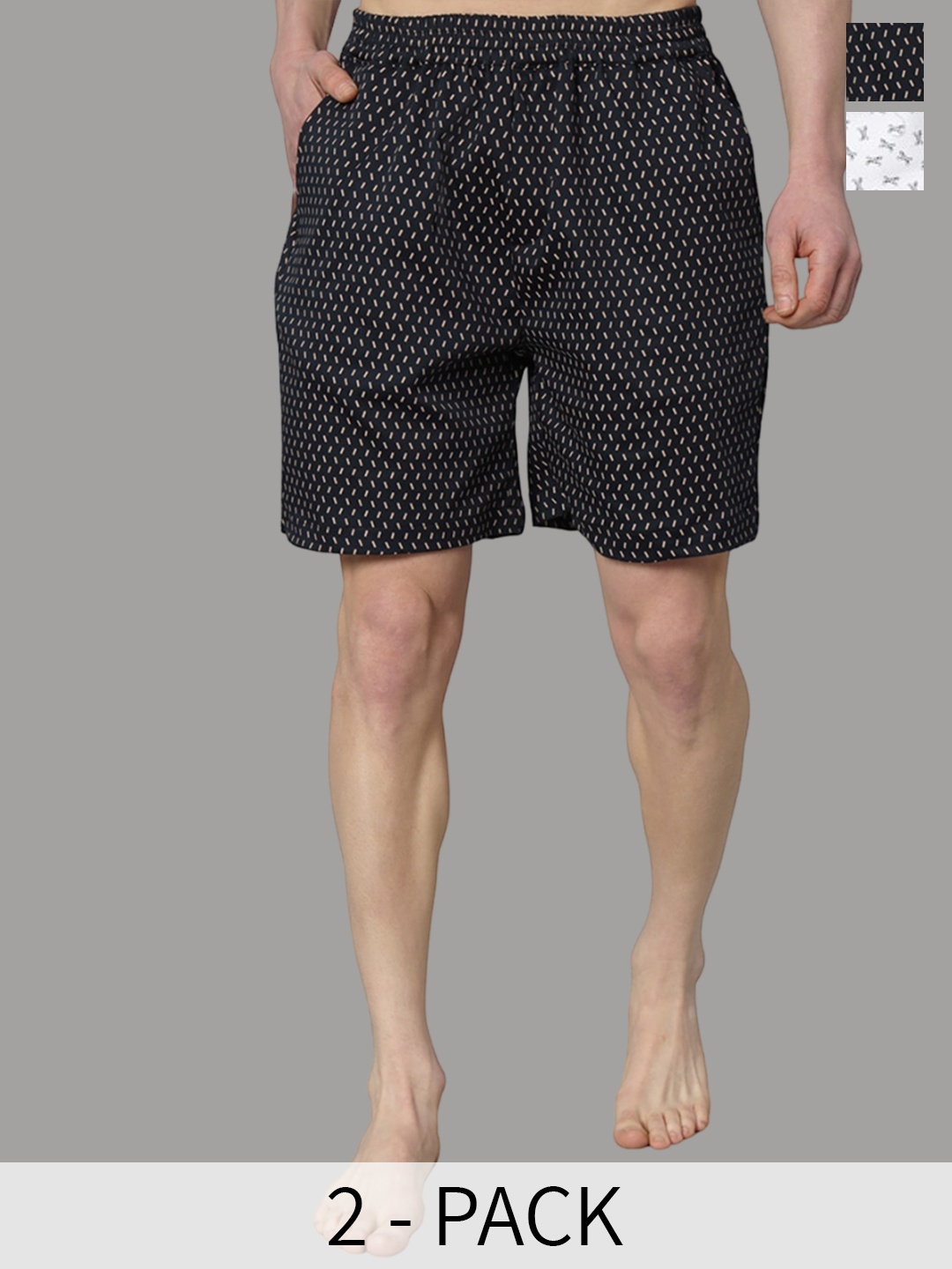 

OWO THE LABEL Pack Of 2 Printed Pure Cotton Boxers OTLMB01_3-S, White