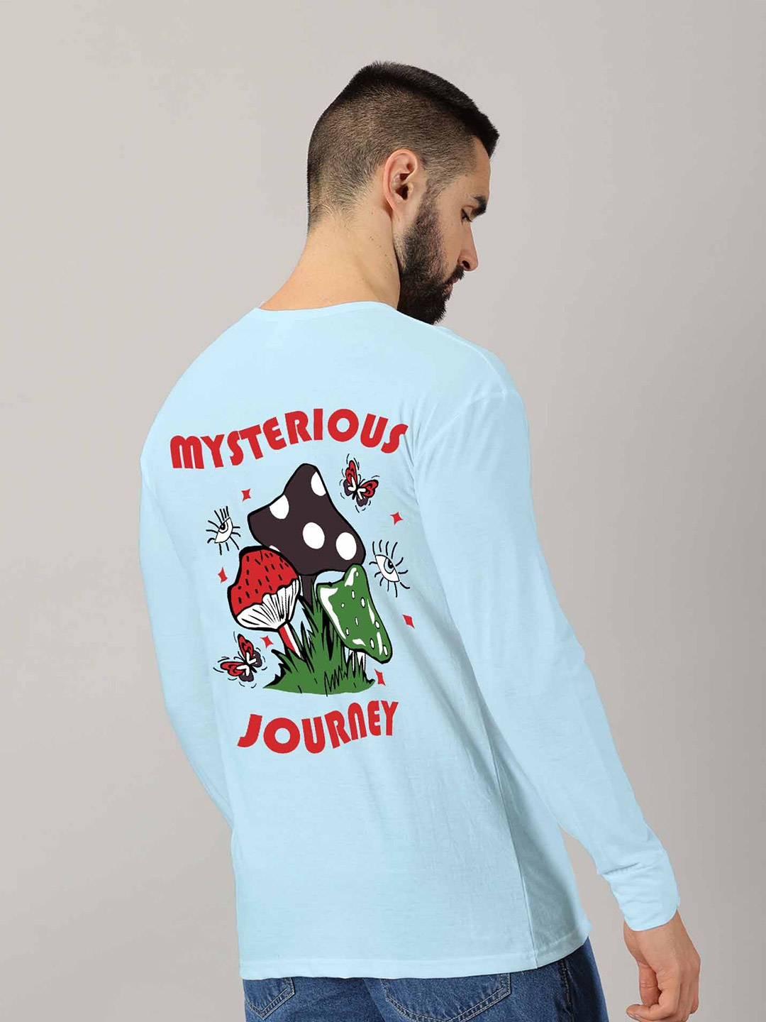 

AUSK Graphic Printed Regular Fit Drop-Shoulder Sleeves T-shirt, Turquoise blue