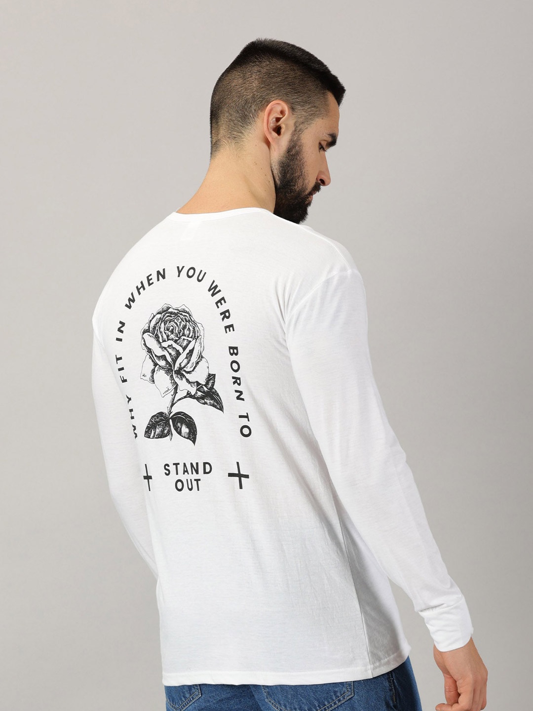 AUSK Graphic Printed Regular Fit Drop-Shoulder Sleeves T-shirt, White