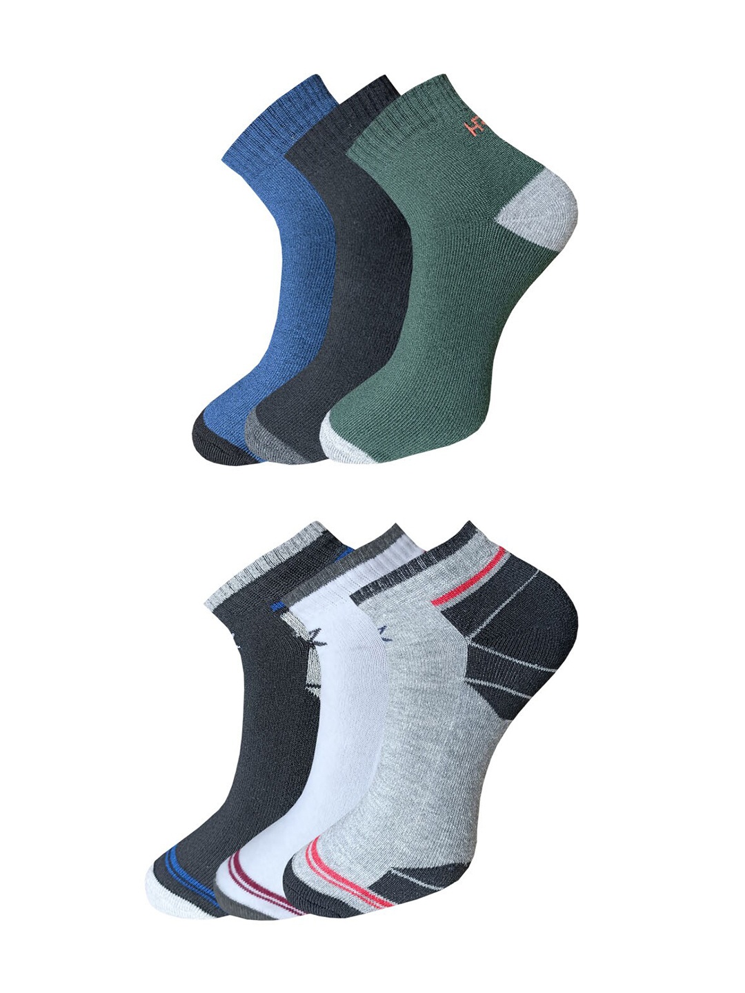 

HRX by Hrithik Roshan Men Pack of 6 Patterned Ankle-Length Socks, Green