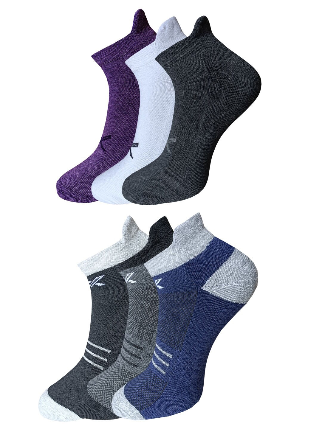 

HRX by Hrithik Roshan Men Pack Of 6 Patterned Ankle Length Socks, Blue