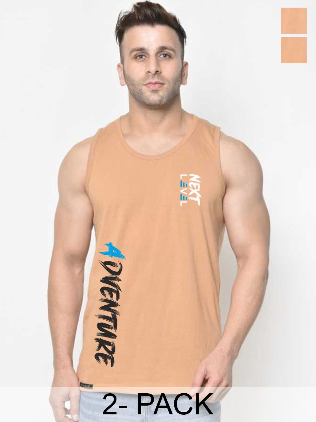 

SLOWLORIS Pack Of 2 Bio-Wash Combed Cotton Innerwear Vest SL26 (RUST KEEP) (RUST ADV)