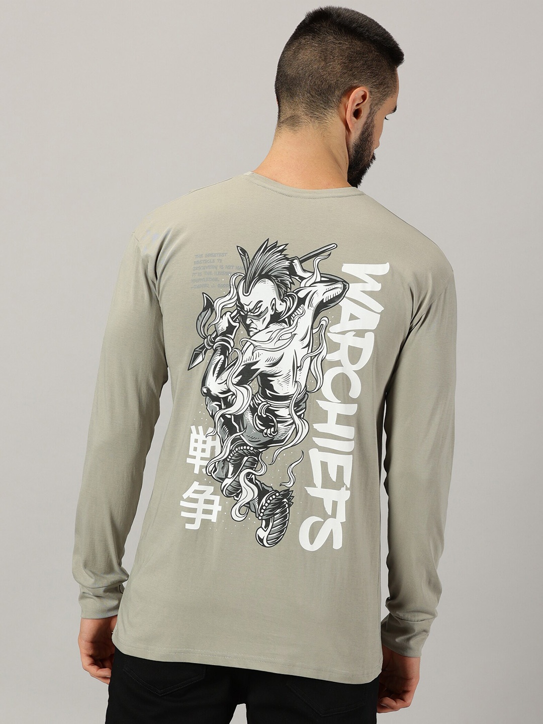 

GESPO Graphic Printed Pure Cotton T-shirt, Grey