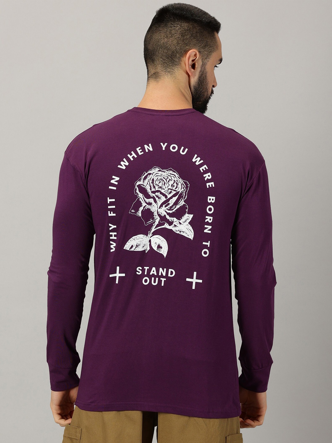 

GESPO Typography Printed Pure Cotton T-shirt, Burgundy