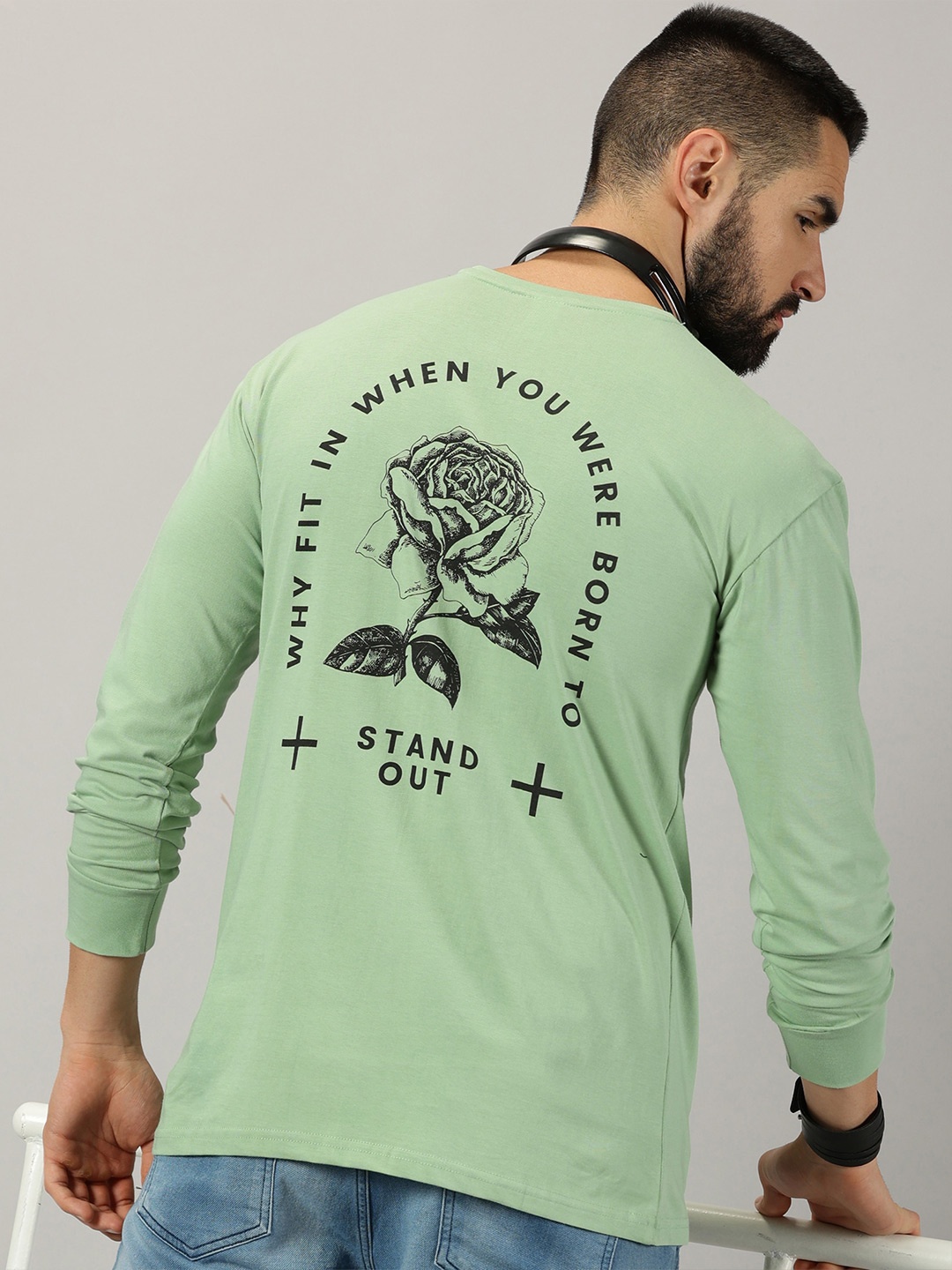 

GESPO Typography Printed Pure Cotton T-shirt, Fluorescent green