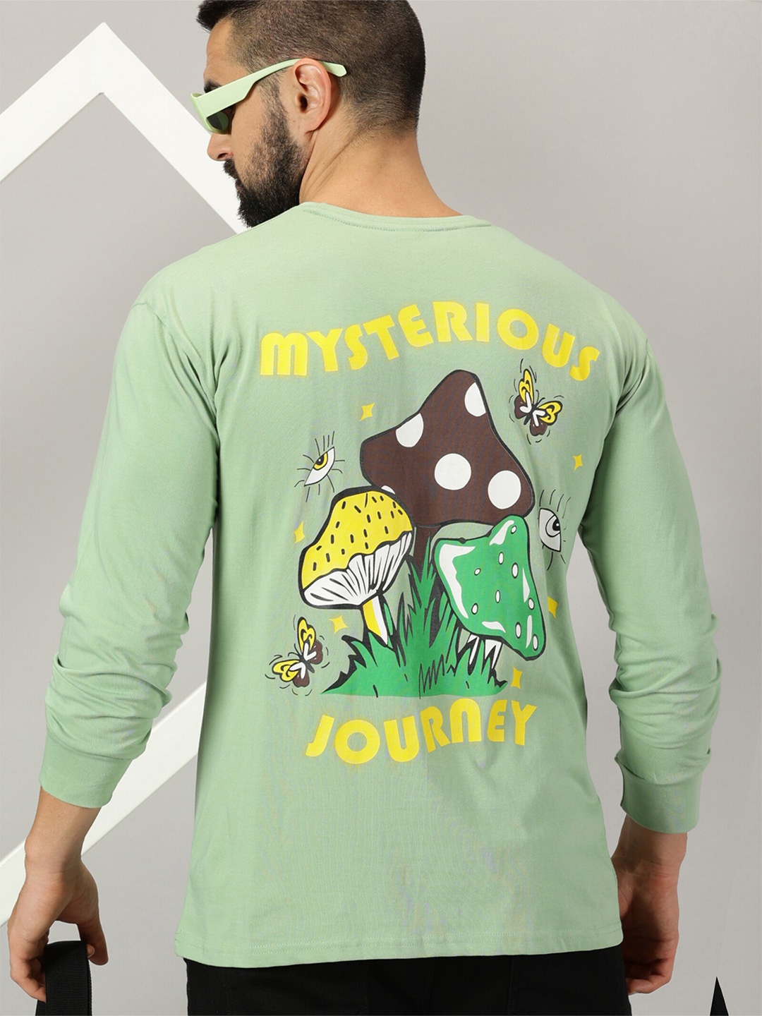 

GESPO Graphic Printed Pure Cotton T-shirt, Green