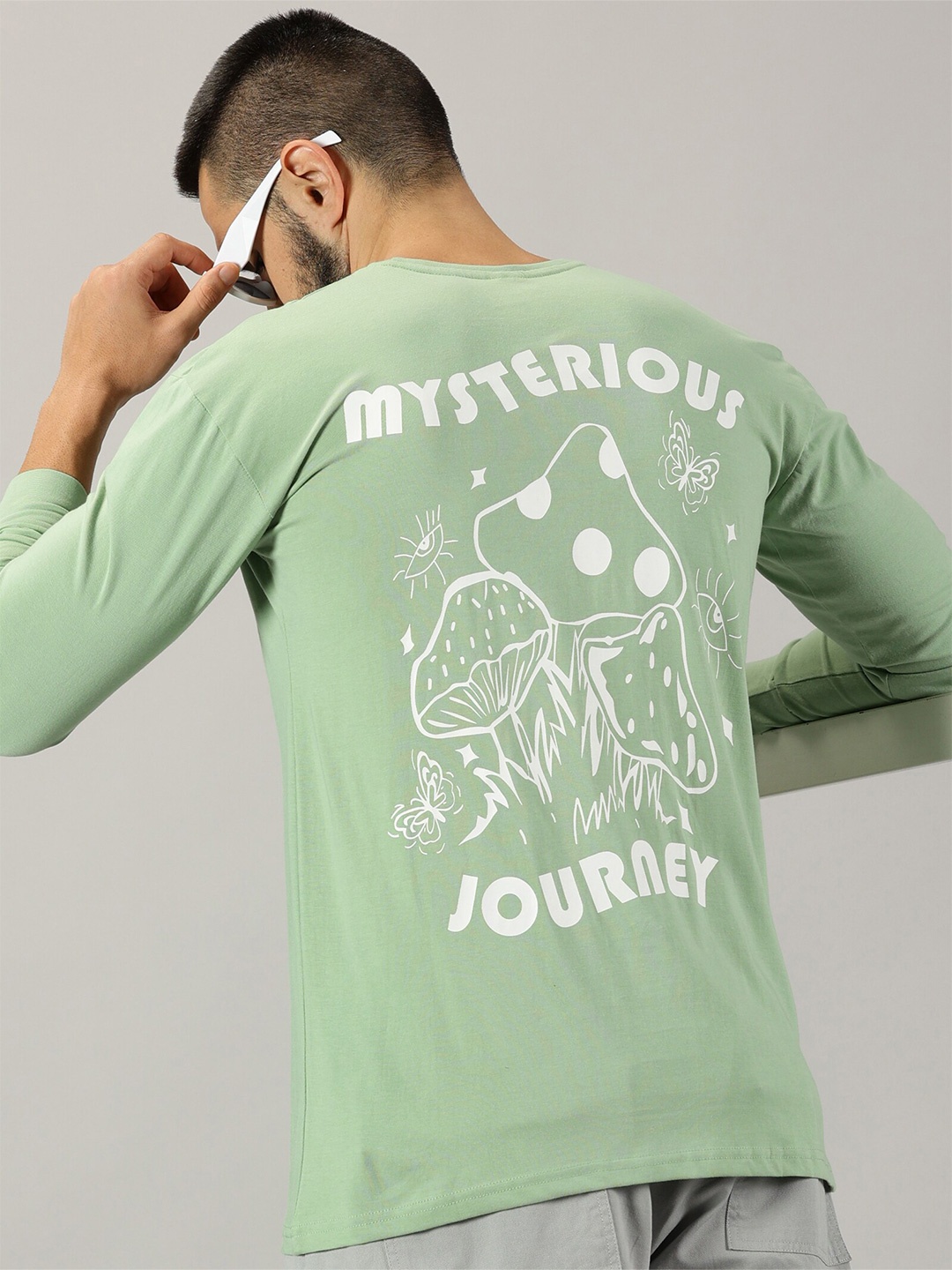 

GESPO Graphic Printed Pure Cotton T-shirt, Green