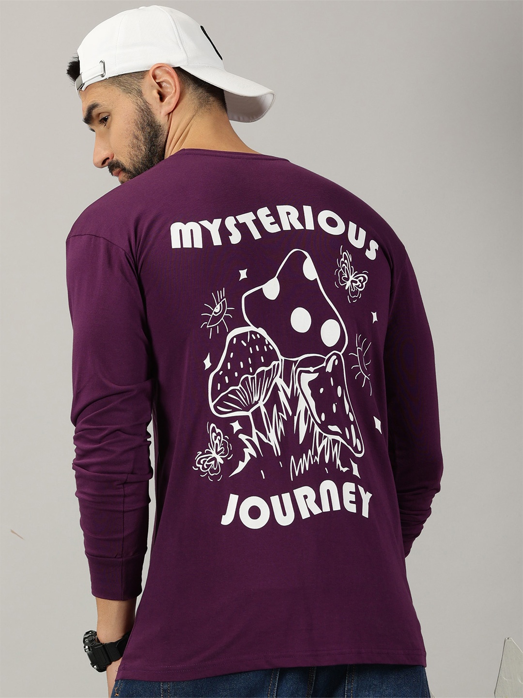 

GESPO Graphic Printed Pure Cotton T-shirt, Burgundy